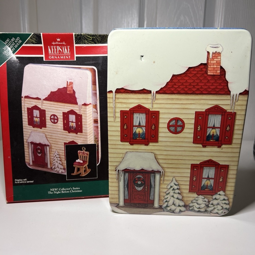 Hallmark Keepsake Night Before Christmas 1992 Pressed Tin Display House Ornament